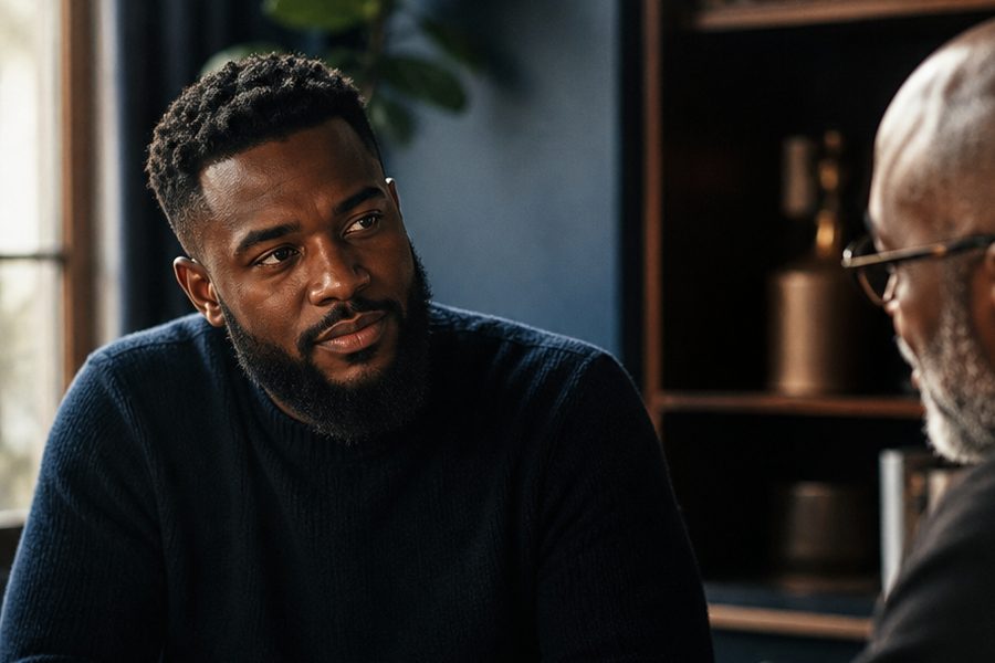 A man listening closely during a mentoring session